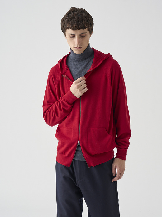 フルジップアップ長袖ニットフーディー | CARTY | 24G EASY FIT 詳細画像 RUBY RED 1