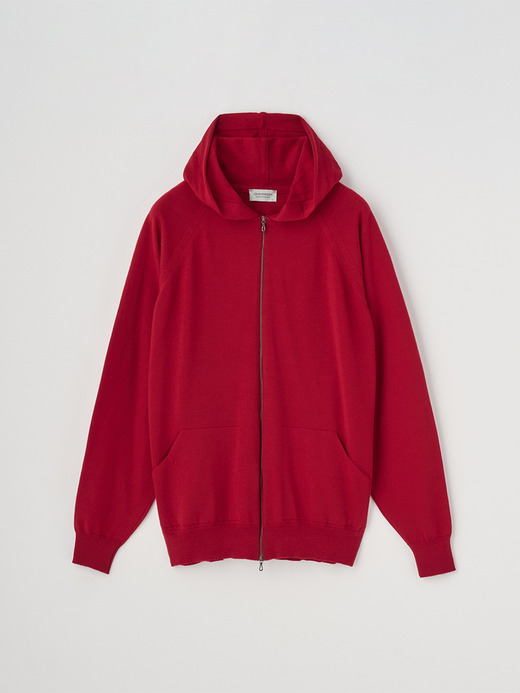 フルジップアップ長袖ニットフーディー | CARTY | 24G EASY FIT 詳細画像 RUBY RED 2