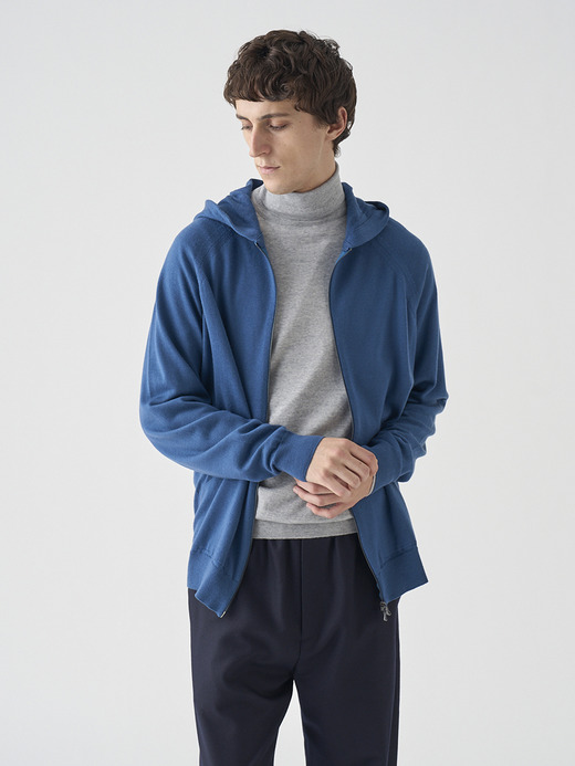 フルジップアップ長袖ニットフーディー | CARTY | 24G EASY FIT 詳細画像 TEAL FIRTH 4