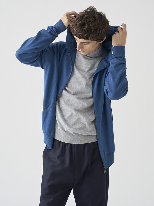 フルジップアップ長袖ニットフーディー | CARTY | 24G EASY FIT 詳細画像 TEAL FIRTH 5