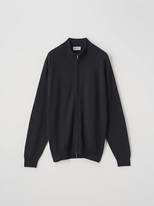 スタンドカラーフルジップアップ長袖ニットカーディガン | CLAYGATE | 24G STANDARD FIT