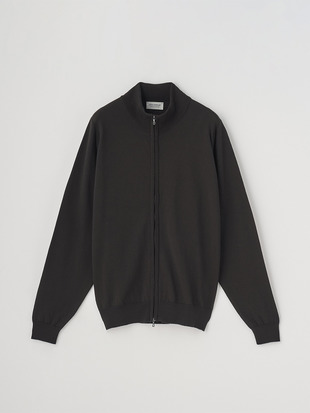 スタンドカラーフルジップアップ長袖ニットカーディガン | CLAYGATE | 24G STANDARD FIT