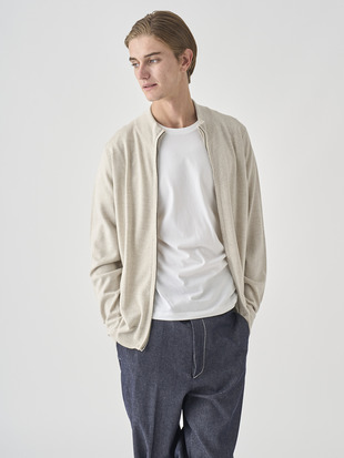 スタンドカラーフルジップアップ長袖ニットカーディガン | CLAYGATE | 24G STANDARD FIT