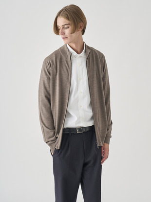 スタンドカラーフルジップアップ長袖ニットカーディガン | CLAYGATE | 24G STANDARD FIT