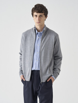 スタンドカラーフルジップアップ長袖ニットカーディガン | CLAYGATE | 24G STANDARD FIT