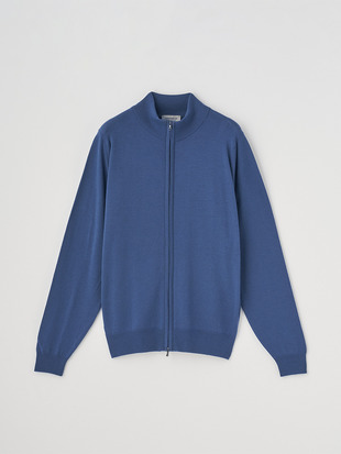 スタンドカラーフルジップアップ長袖ニットカーディガン | CLAYGATE | 24G STANDARD FIT