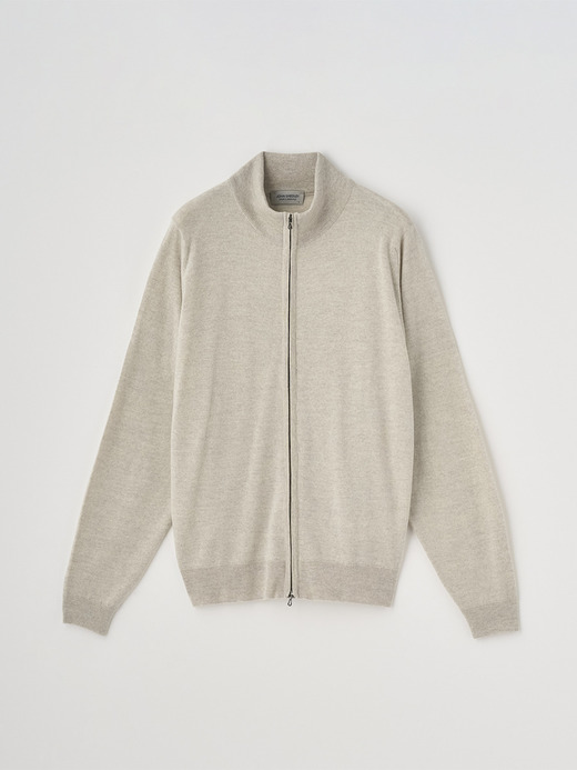 スタンドカラーフルジップアップ長袖ニットカーディガン | CLAYGATE | 24G STANDARD FIT 詳細画像 GREY FLEECE 2