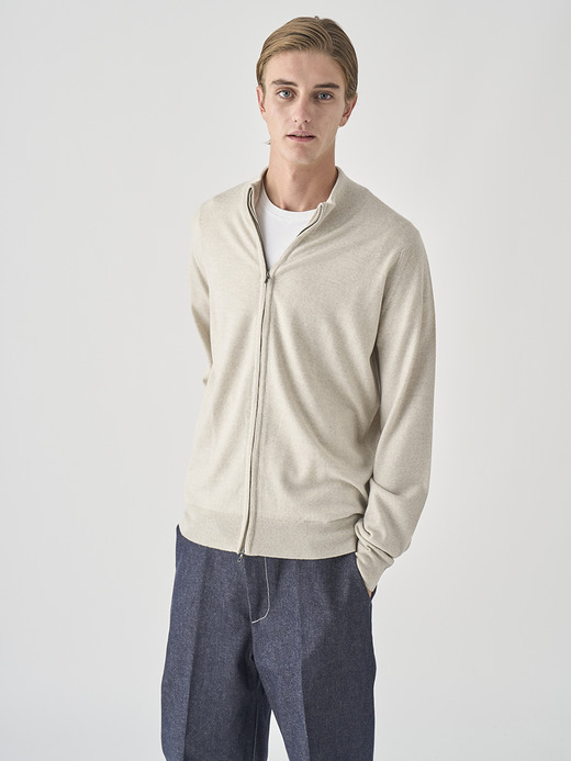 スタンドカラーフルジップアップ長袖ニットカーディガン | CLAYGATE | 24G STANDARD FIT 詳細画像 GREY FLEECE 3