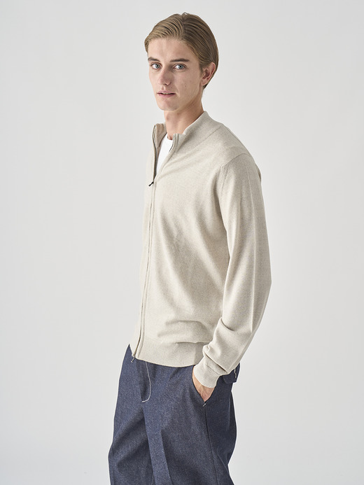 スタンドカラーフルジップアップ長袖ニットカーディガン | CLAYGATE | 24G STANDARD FIT 詳細画像 GREY FLEECE 4