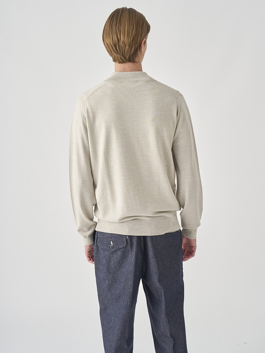 スタンドカラーフルジップアップ長袖ニットカーディガン | CLAYGATE | 24G STANDARD FIT 詳細画像 GREY FLEECE 5