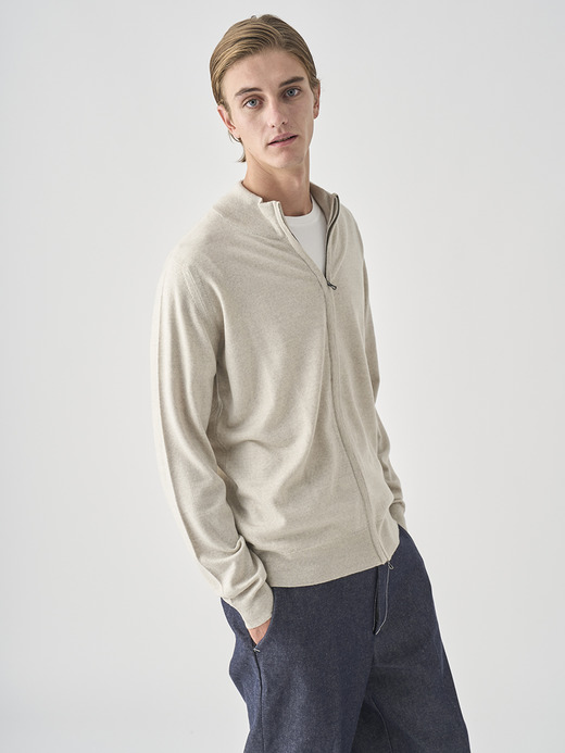 スタンドカラーフルジップアップ長袖ニットカーディガン | CLAYGATE | 24G STANDARD FIT 詳細画像 GREY FLEECE 7