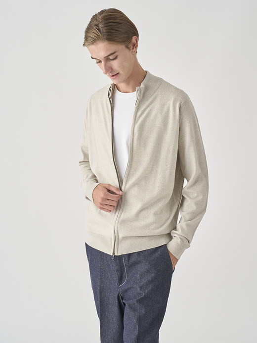 スタンドカラーフルジップアップ長袖ニットカーディガン | CLAYGATE | 24G STANDARD FIT 詳細画像 GREY FLEECE 8
