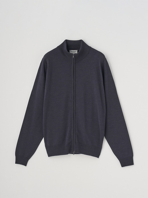 スタンドカラーフルジップアップ長袖ニットカーディガン | CLAYGATE | 24G STANDARD FIT 詳細画像 HEPBURN SMOKE 2