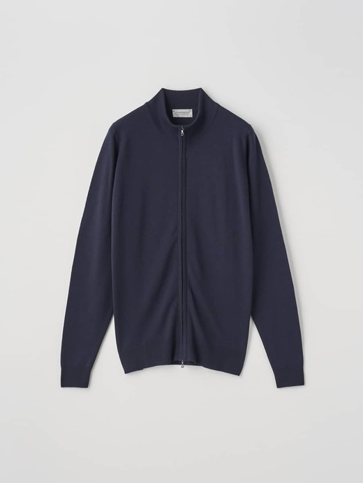 スタンドカラーフルジップアップ長袖ニットカーディガン | CLAYGATE | 24G STANDARD FIT 詳細画像 MIDNIGHT 2