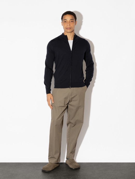 スタンドカラーフルジップアップ長袖ニットカーディガン | CLAYGATE | 24G STANDARD FIT 詳細画像 MIDNIGHT 4