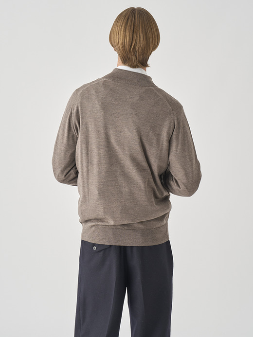 スタンドカラーフルジップアップ長袖ニットカーディガン | CLAYGATE | 24G STANDARD FIT 詳細画像 MUSHROOM 5