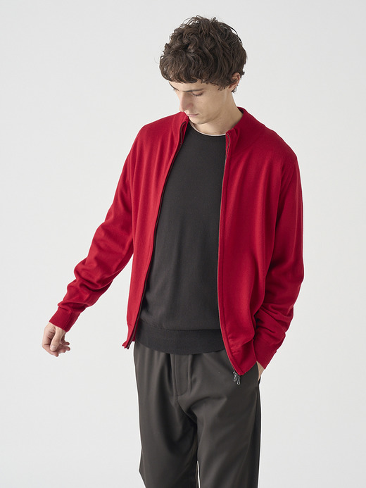 スタンドカラーフルジップアップ長袖ニットカーディガン | CLAYGATE | 24G STANDARD FIT 詳細画像 RUBY RED 10