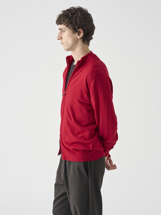 スタンドカラーフルジップアップ長袖ニットカーディガン | CLAYGATE | 24G STANDARD FIT 詳細画像 RUBY RED 6