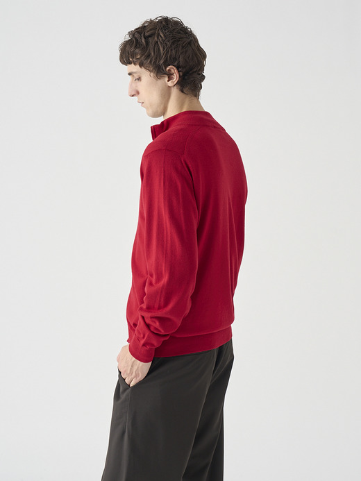 スタンドカラーフルジップアップ長袖ニットカーディガン | CLAYGATE | 24G STANDARD FIT 詳細画像 RUBY RED 7