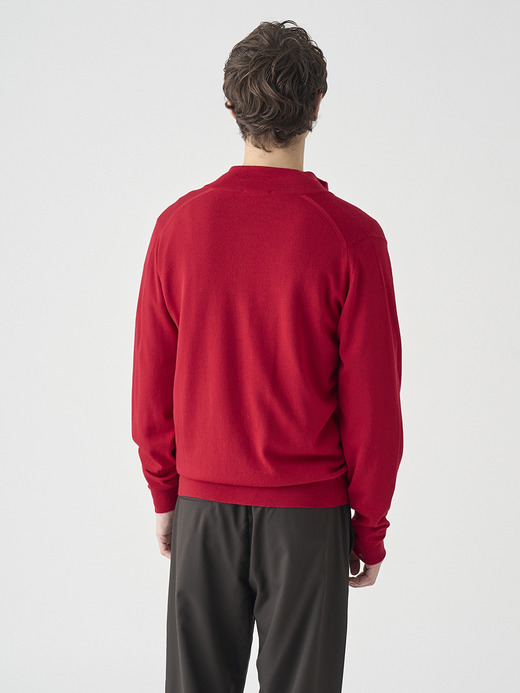 スタンドカラーフルジップアップ長袖ニットカーディガン | CLAYGATE | 24G STANDARD FIT 詳細画像 RUBY RED 8