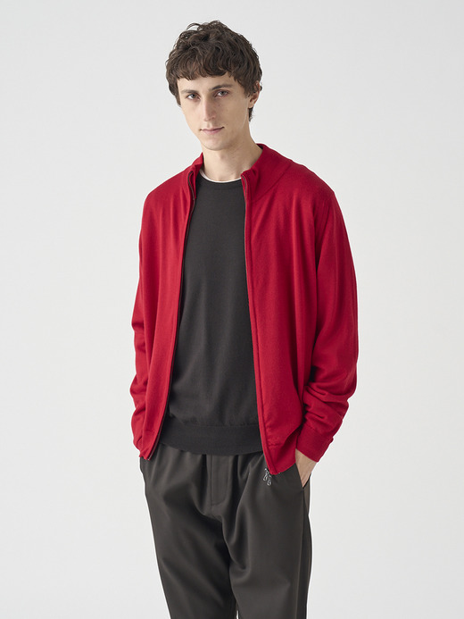 スタンドカラーフルジップアップ長袖ニットカーディガン | CLAYGATE | 24G STANDARD FIT 詳細画像 RUBY RED 9