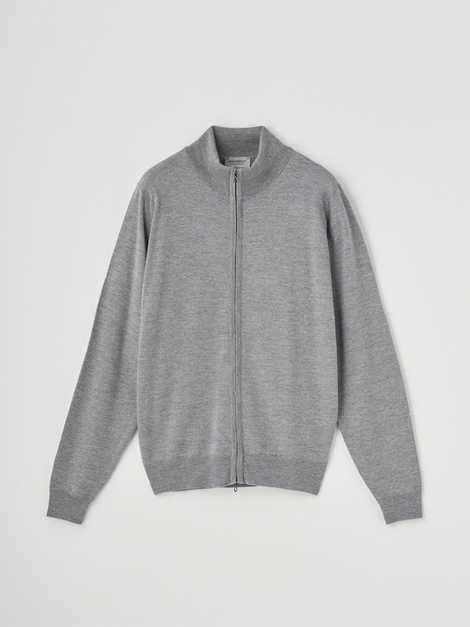 スタンドカラーフルジップアップ長袖ニットカーディガン | CLAYGATE | 24G STANDARD FIT 詳細画像 SILVER 2