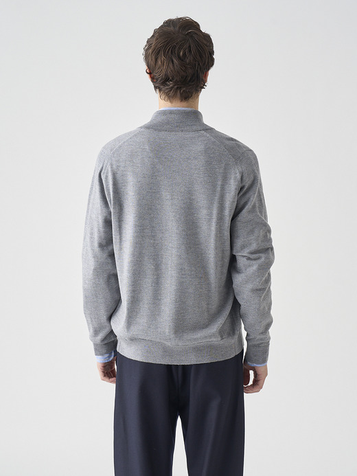 スタンドカラーフルジップアップ長袖ニットカーディガン | CLAYGATE | 24G STANDARD FIT 詳細画像 SILVER 8