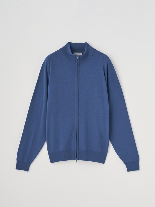 スタンドカラーフルジップアップ長袖ニットカーディガン | CLAYGATE | 24G STANDARD FIT 詳細画像 TEAL FIRTH 1