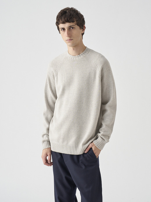 クルーネックラグランスリーブ長袖ニットプルオーバー | DENVER | 7G EASY FIT 詳細画像 GREY FLEECE 1