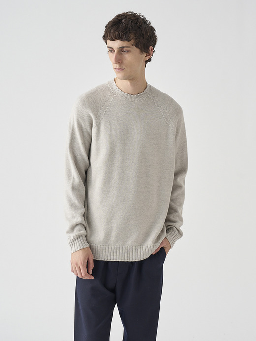 クルーネックラグランスリーブ長袖ニットプルオーバー | DENVER | 7G EASY FIT 詳細画像 GREY FLEECE 3