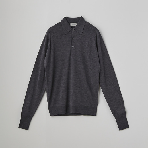 クラシック長袖ニットポロシャツ | DORSET | 30G EASY FIT 詳細画像 CHARCOAL 1