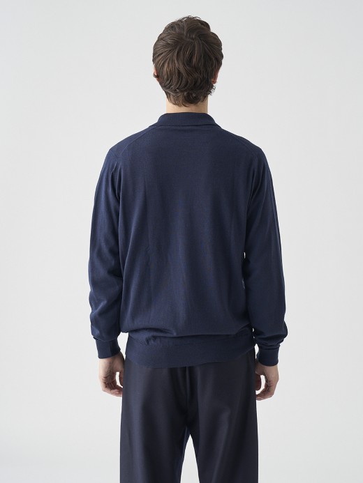 クラシック長袖ニットポロシャツ | DORSET | 30G EASY FIT 詳細画像 MIDNIGHT 6