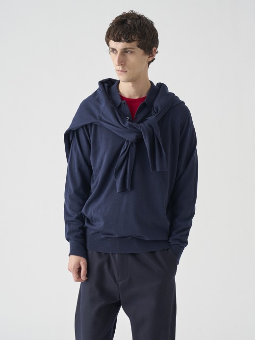 クラシック長袖ニットポロシャツ | DORSET | 30G EASY FIT 詳細画像 MIDNIGHT 8
