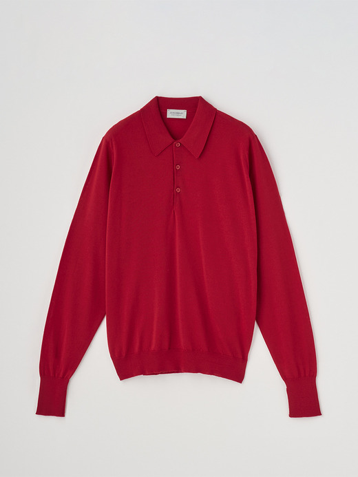 クラシック長袖ニットポロシャツ | DORSET | 30G EASY FIT 詳細画像 RUBY RED 2