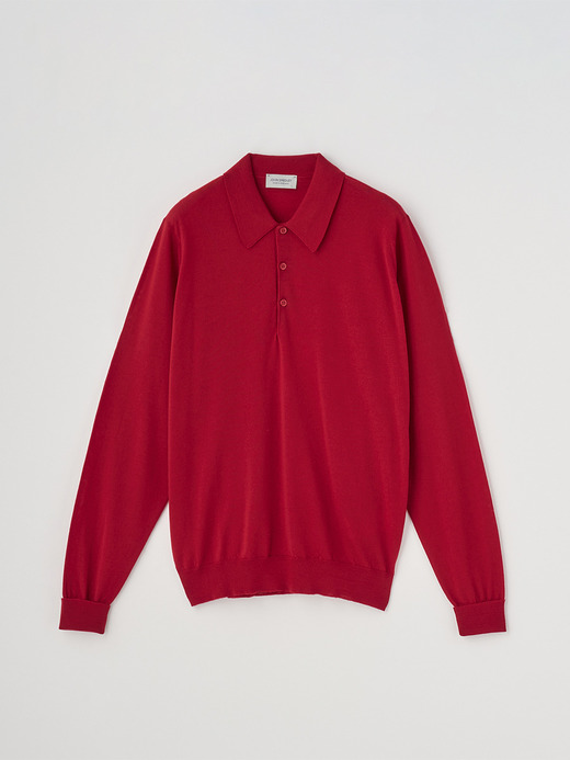 クラシック長袖ニットポロシャツ | DORSET | 30G EASY FIT 詳細画像 RUBY RED 3