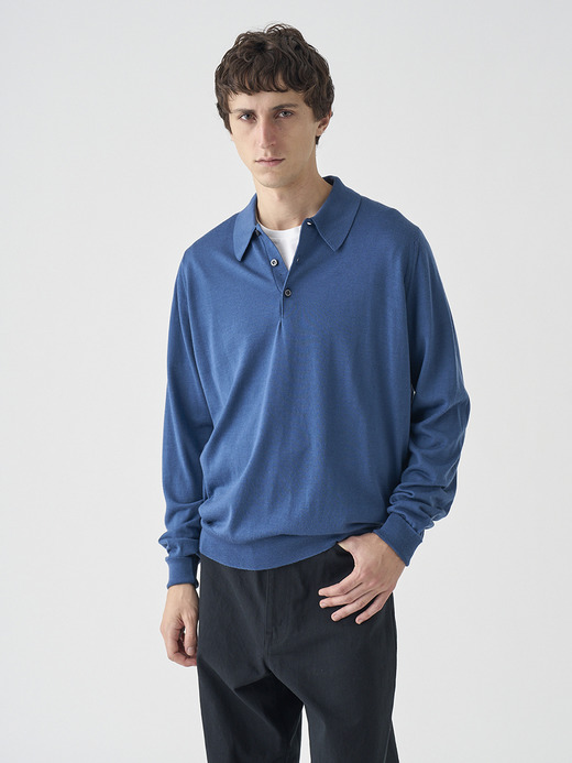 クラシック長袖ニットポロシャツ | DORSET | 30G EASY FIT 詳細画像 TEAL FIRTH 1