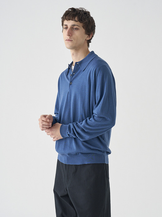 クラシック長袖ニットポロシャツ | DORSET | 30G EASY FIT 詳細画像 TEAL FIRTH 4