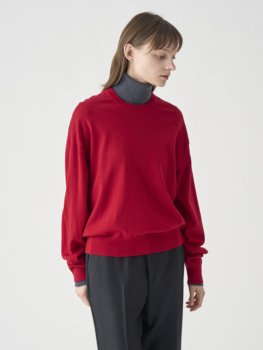 オーバーサイズ長袖ニットプルオーバー | DOTTIE | 24G MODERN FIT 詳細画像 RUBY RED 3