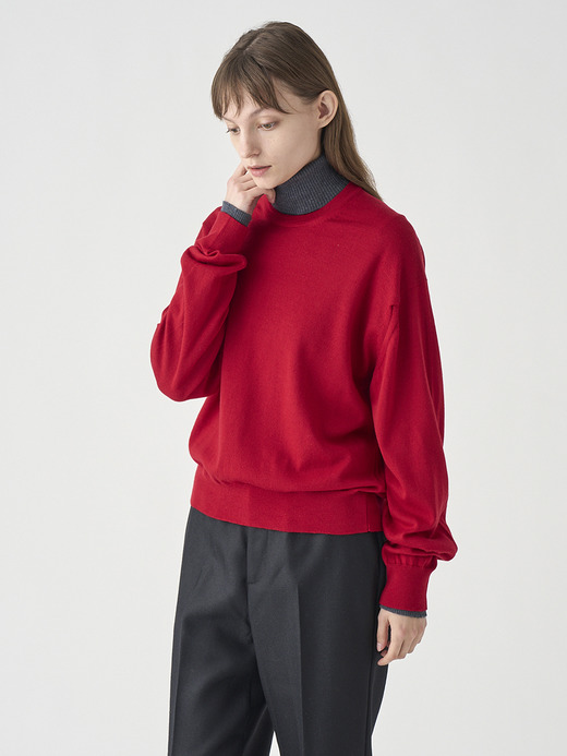 オーバーサイズ長袖ニットプルオーバー | DOTTIE | 24G MODERN FIT 詳細画像 RUBY RED 4