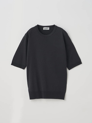 クルーネック半袖ニットプルオーバー | ESTA | 30G MODERN FIT