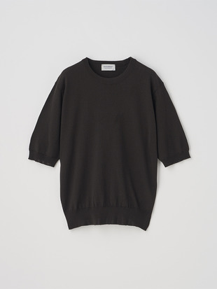 クルーネック半袖ニットプルオーバー | ESTA | 30G MODERN FIT