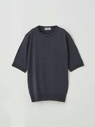 クルーネック半袖ニットプルオーバー | ESTA | 30G MODERN FIT