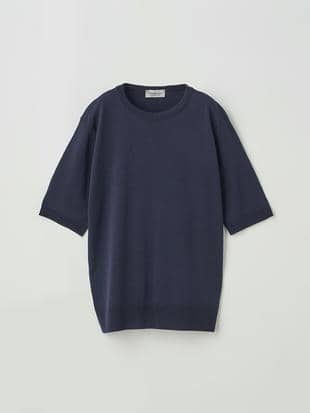 クルーネック半袖ニットプルオーバー | ESTA | 30G MODERN FIT