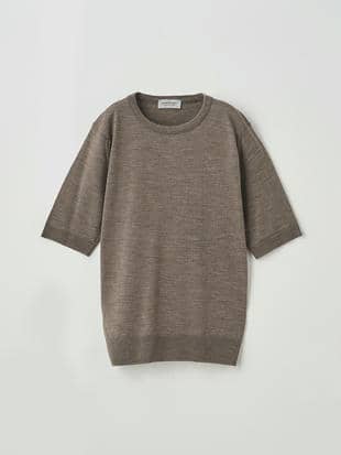 クルーネック半袖ニットプルオーバー | ESTA | 30G MODERN FIT