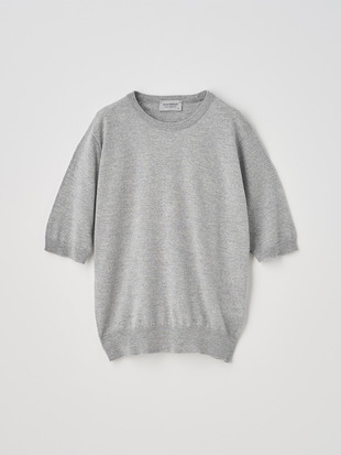 クルーネック半袖ニットプルオーバー | ESTA | 30G MODERN FIT