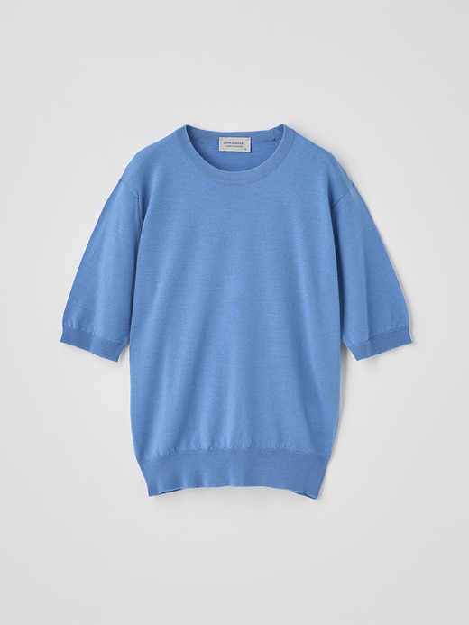 クルーネック半袖ニットプルオーバー | ESTA | 30G MODERN FIT 詳細画像 CHAMBRAY BLUE 2