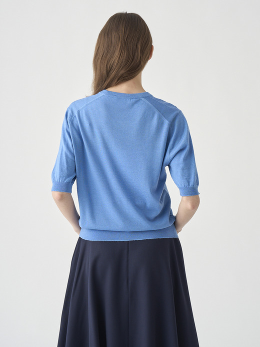 クルーネック半袖ニットプルオーバー | ESTA | 30G MODERN FIT 詳細画像 CHAMBRAY BLUE 7