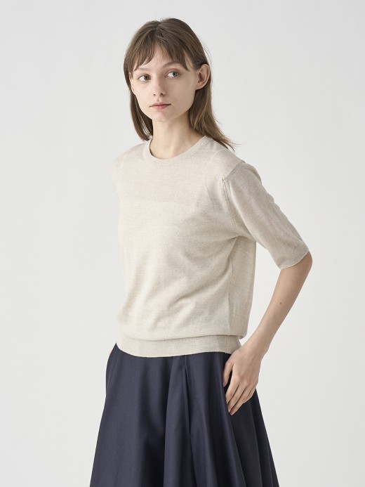 クルーネック半袖ニットプルオーバー | ESTA | 30G MODERN FIT 詳細画像 GREY FLEECE 1