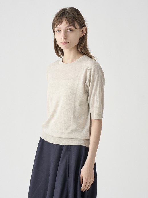 クルーネック半袖ニットプルオーバー | ESTA | 30G MODERN FIT 詳細画像 GREY FLEECE 2