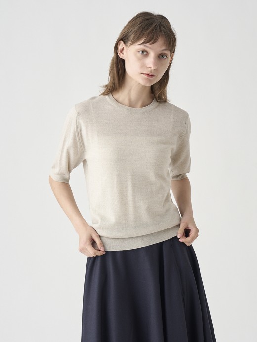 クルーネック半袖ニットプルオーバー | ESTA | 30G MODERN FIT 詳細画像 GREY FLEECE 3